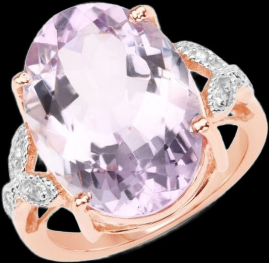 18k Rose Gold Over Sterling Ring 10ctw Amethyst Topaz Cocktail Ring Accent Size 8