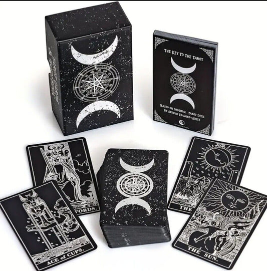 Prophet Silver Foil Tarot Deck With Guidebook in Box with lid 4.92x3.35 Inches New 78-card