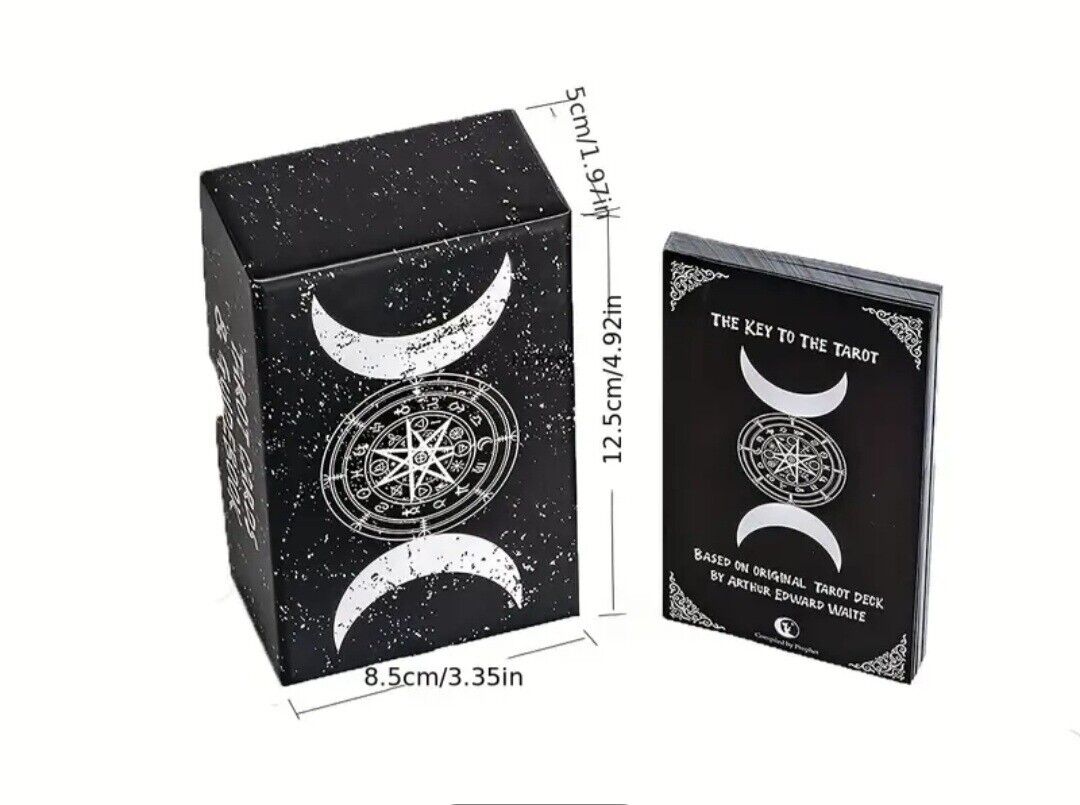 Prophet Silver Foil Tarot Deck With Guidebook in Box with lid 4.92x3.35 Inches New 78-card